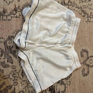 White Satin Shorts with Black Trim